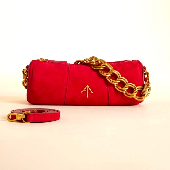Manu Atelier XX Mini Cylinder Red Suede - Picture 1 of 5